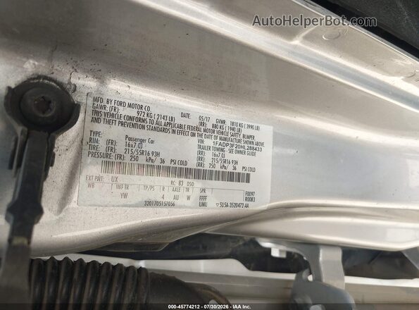 1FADP3F20HL288433 2017 FORD FOCUS Silver Вид підкапотного простору