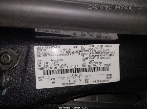 1FADP3F20HL315453 2017 FORD FOCUS Gray Vista del compartimento del motor