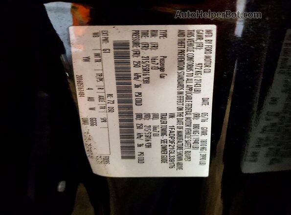 1FADP3F21GL339176 2016 FORD FOCUS Черный Вид наклейки с VIN-кодом