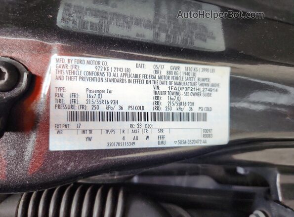 1FADP3F21HL274914 2017 FORD FOCUS Charcoal Engine compartment view