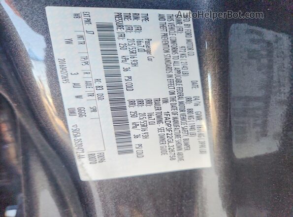 1FADP3F22GL326758 2016 FORD FOCUS Угольный Вид наклейки с VIN-кодом