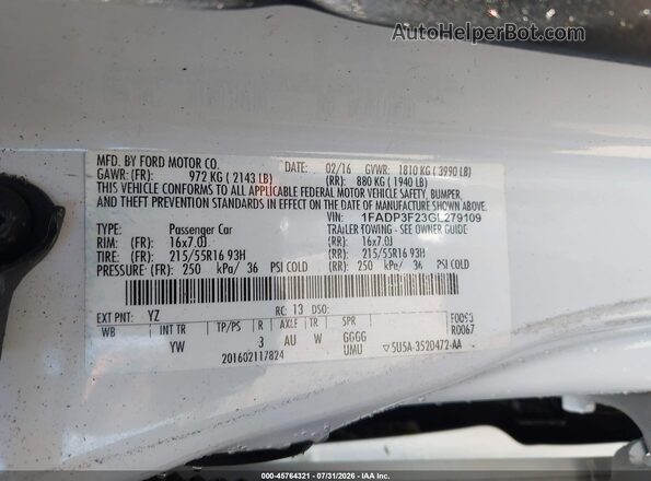 1FADP3F23GL279109 2016 FORD FOCUS White Շարժիչի բաժամունքի տեսք
