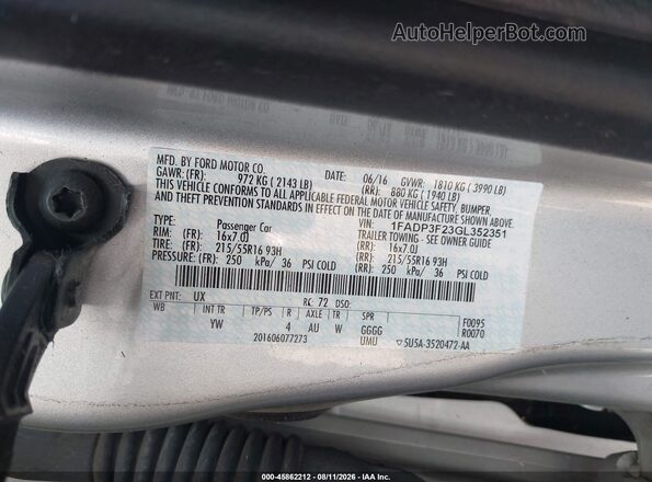 1FADP3F23GL352351 2016 FORD FOCUS Gray Engine compartment view