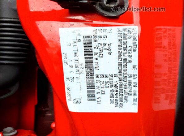 1FADP3F24GL280186 2016 FORD FOCUS Red Widok komory silnika