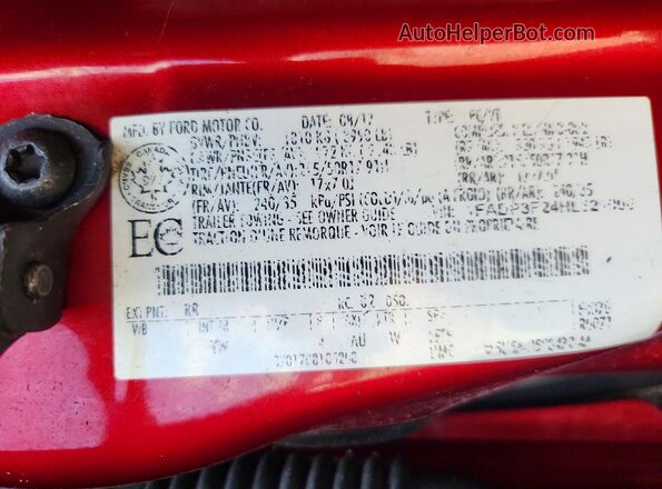 1FADP3F24HL321000 2017 FORD FOCUS Red Vista de la etiqueta del VIN