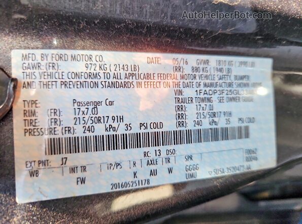 1FADP3F25GL334837 2016 FORD FOCUS Серый Вид подкапотного пространства