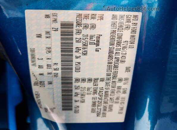 1FADP3F25GL372584 2016 FORD FOCUS Blue ძრავის განყოფილების ხედი