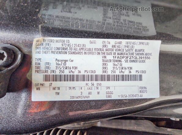 1FADP3F27GL391556 2016 FORD FOCUS Gray Engine compartment view