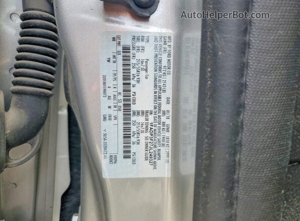 1FADP3F27JL249327 2018 FORD FOCUS Silver Вид наклейки з VIN-кодом