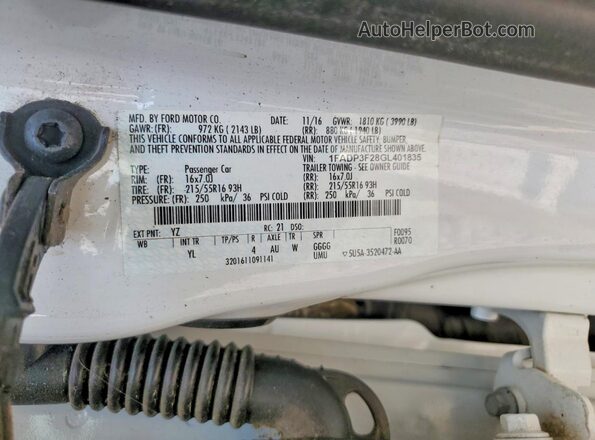 1FADP3F28GL401835 2016 FORD FOCUS White Շարժիչի բաժամունքի տեսք