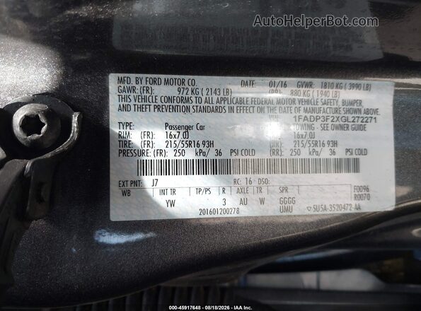 1FADP3F2XGL272271 2016 FORD FOCUS Gray Engine compartment view