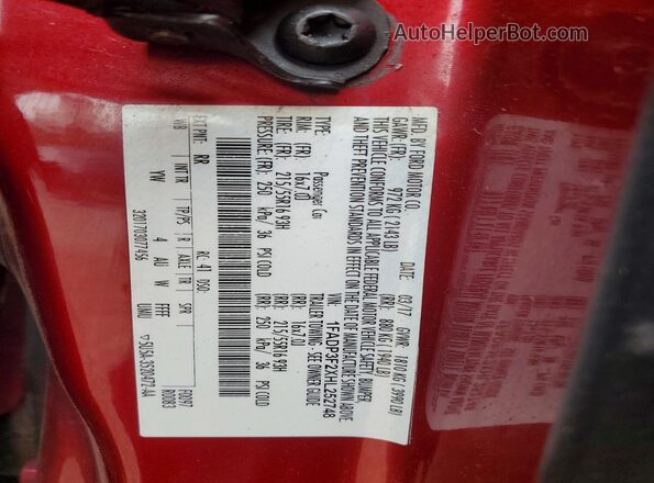 1FADP3F2XHL252748 2017 FORD FOCUS Burgundy Widok komory silnika