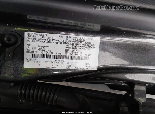 1FADP3FE0GL287453 2016 FORD FOCUS Gray Вид підкапотного простору
