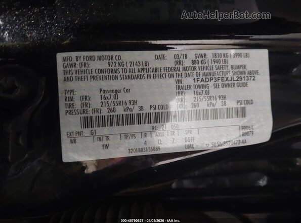 1FADP3FEXJL291372 2018 FORD FOCUS Black Շարժիչի բաժամունքի տեսք