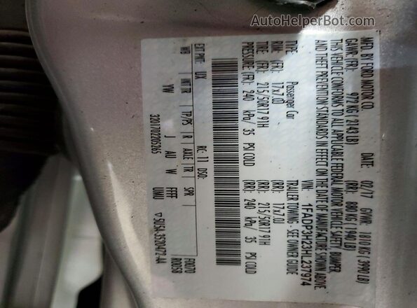 1FADP3H23HL237974 2017 FORD FOCUS Silver Vista del compartimento del motor