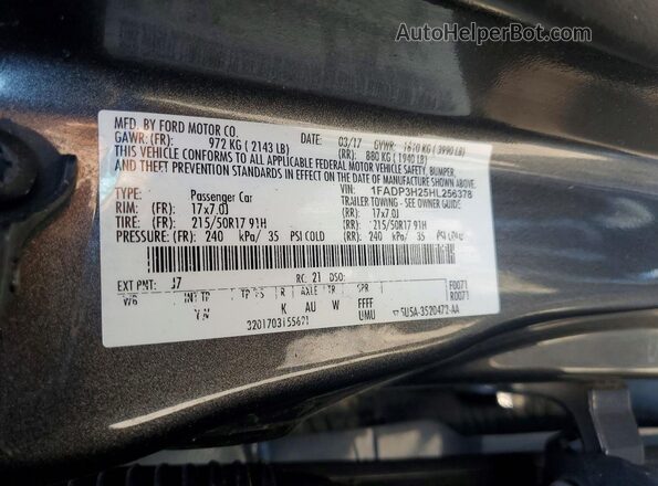 1FADP3H25HL256378 2017 FORD FOCUS Gray Engine compartment view