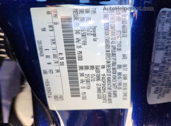 1FADP3H28HL322972 2017 FORD FOCUS Blue Vista de la etiqueta del VIN