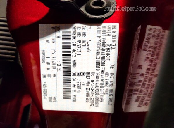 1FADP3H29HL221052 2017 FORD FOCUS Red Vista del compartimento del motor