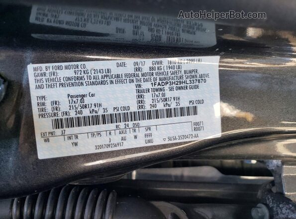 1FADP3H29HL337870 2017 FORD FOCUS Gray Widok komory silnika