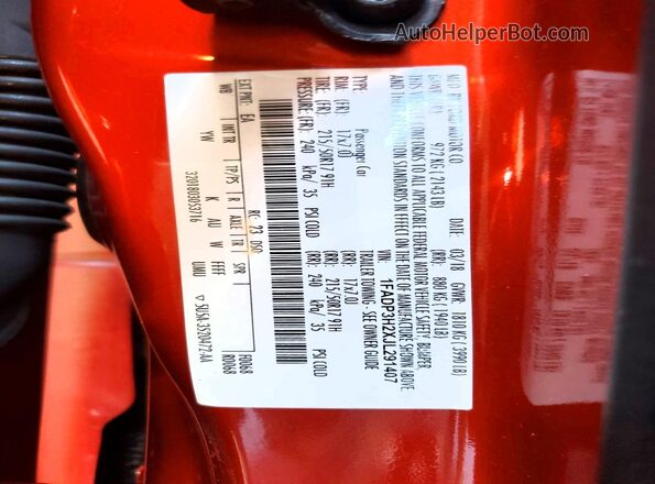 1FADP3H2XJL291407 2018 FORD FOCUS Red ძრავის განყოფილების ხედი