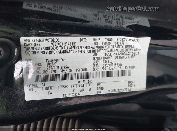 1FADP3J29GL215261 2016 FORD FOCUS Black Вид підкапотного простору