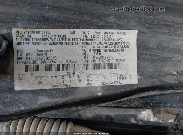 1FADP3K22HL323320 2017 FORD FOCUS Black ძრავის განყოფილების ხედი