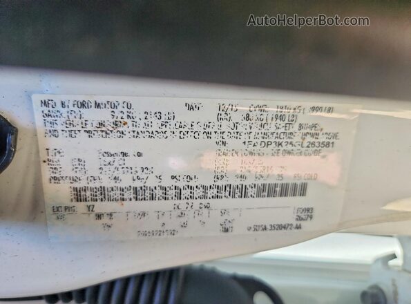1FADP3K25GL263581 2016 FORD FOCUS White VIN կոդի պիտակի տեսք