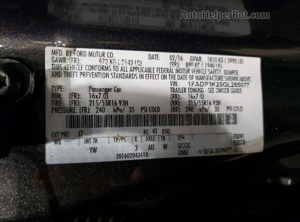 1FADP3K25GL285077 2016 FORD FOCUS Gray Vista del compartimento del motor