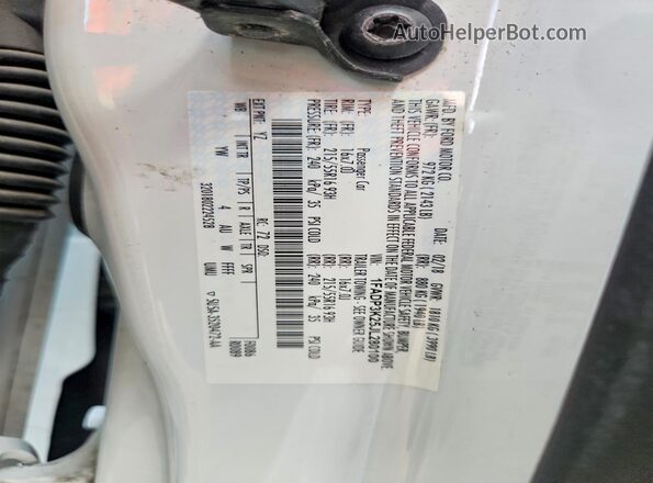 1FADP3K25JL280100 2018 FORD FOCUS White Vista de la etiqueta del VIN