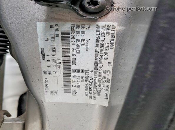 1FADP3K29GL291030 2016 FORD FOCUS Silver VIN կոդի պիտակի տեսք