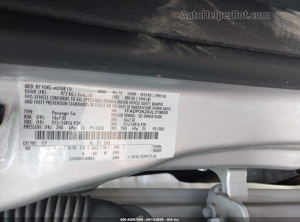 1FADP3K2XJL319005 2018 FORD FOCUS Серебряный Вид подкапотного пространства