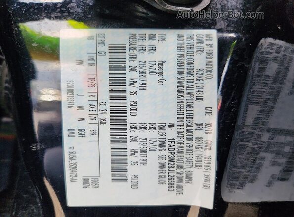 1FADP3M28JL265863 2018 FORD FOCUS Black VIN sticker view