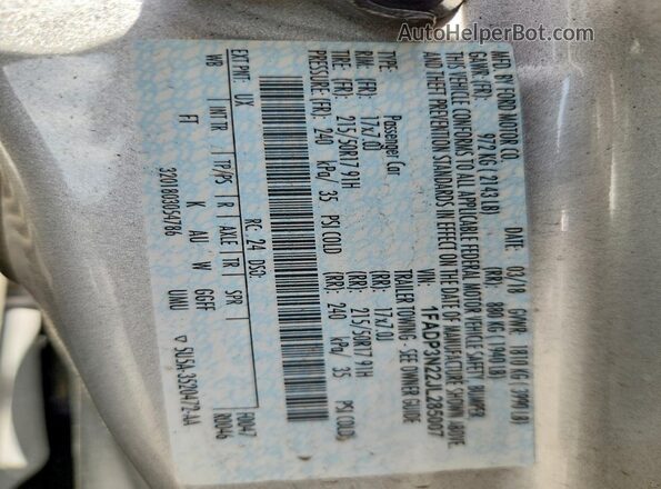 1FADP3N22JL285007 2018 FORD FOCUS Silver Engine compartment view