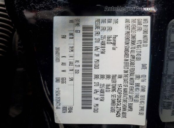 1FADP3N28GL279429 2016 FORD FOCUS Черный Вид подкапотного пространства