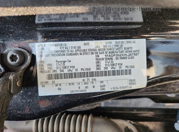 1FADP3N2XHL287887 2017 FORD FOCUS Black Widok komory silnika