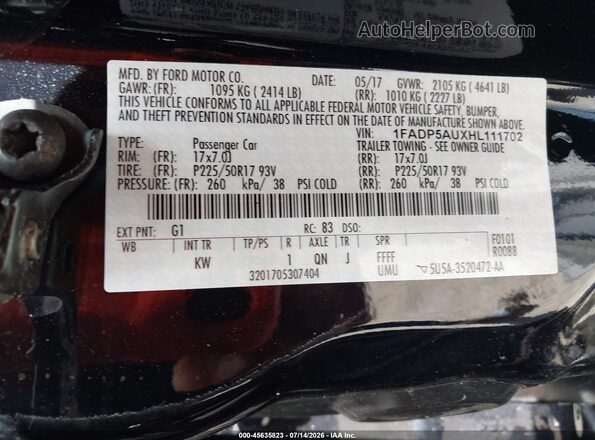 1FADP5AUXHL111702 2017 FORD C-MAX HYBRID Black Շարժիչի բաժամունքի տեսք