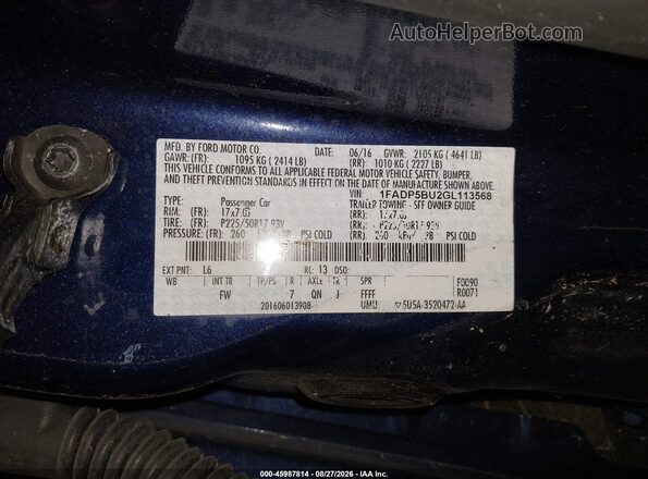 1FADP5BU2GL113568 2016 FORD C-MAX HYBRID Blue ძრავის განყოფილების ხედი