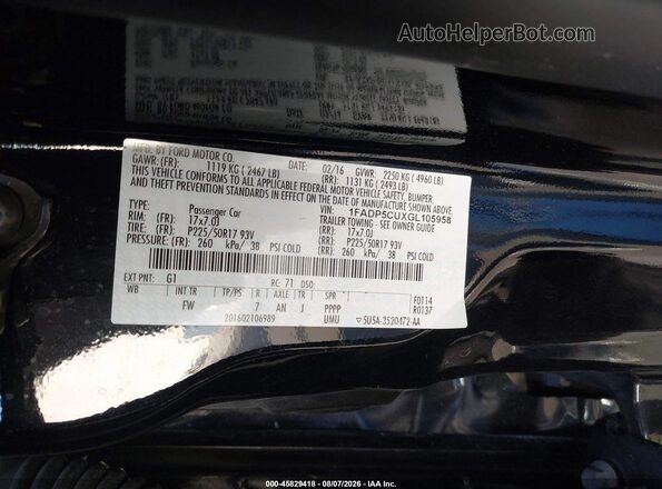 1FADP5CUXGL105958 2016 FORD C-MAX ENERGI Black Widok komory silnika