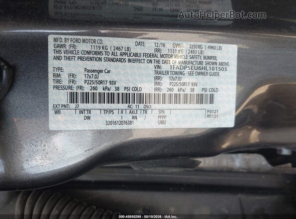 1FADP5EU6HL101503 2017 FORD C-MAX ENERGI Gray ძრავის განყოფილების ხედი