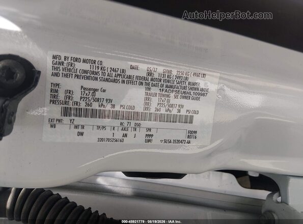 1FADP5EU6HL109987 2017 FORD C-MAX ENERGI White Widok komory silnika