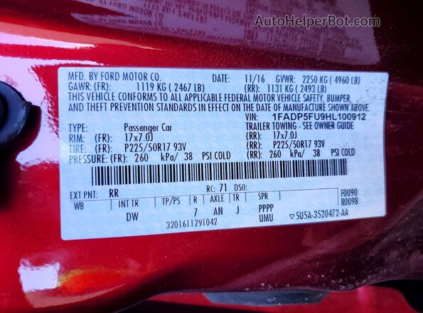 1FADP5FU9HL100912 2017 FORD C-MAX Red Շարժիչի բաժամունքի տեսք