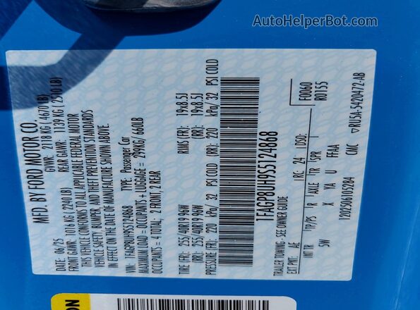 1FAGP8UH9S5124868 2025 FORD MUSTANG Blue Widok komory silnika