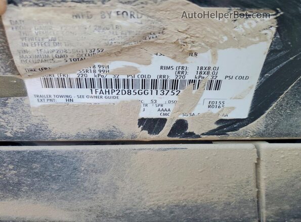 1FAHP2D85GG113752 2016 FORD TAURUS Серый Вид подкапотного пространства