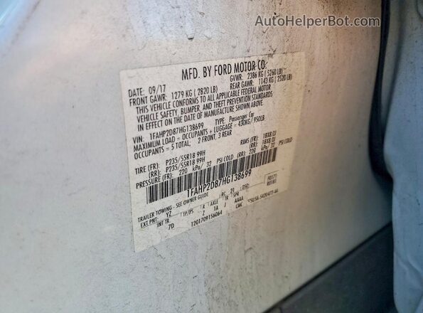 1FAHP2D87HG138699 2017 FORD TAURUS Белый Вид подкапотного пространства