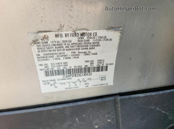 1FAHP2F82JG130433 2018 FORD TAURUS Серебряный Вид подкапотного пространства