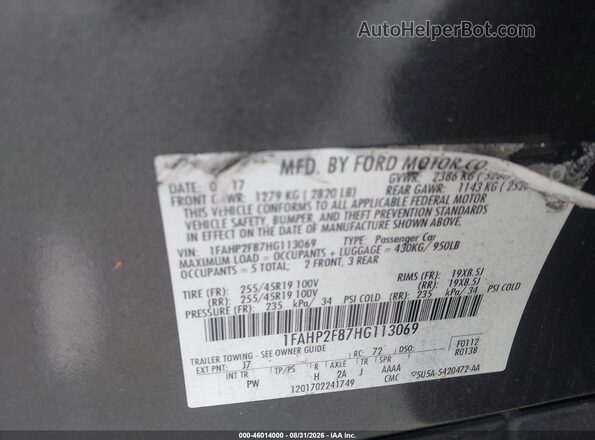 1FAHP2F87HG113069 2017 FORD TAURUS Gray Vista del compartimento del motor