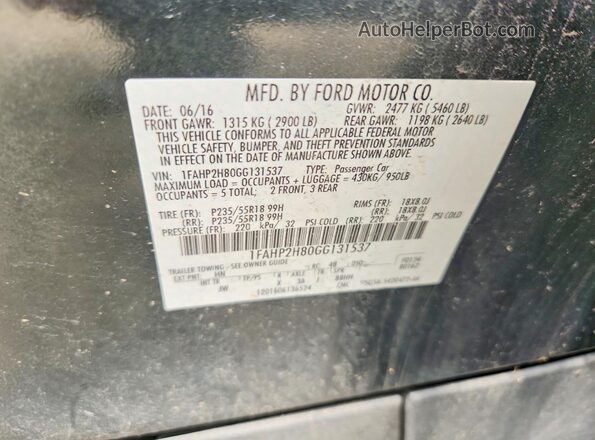 1FAHP2H80GG131537 2016 FORD TAURUS Green Engine compartment view