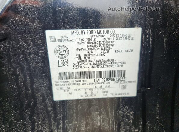 1FAHP2J89GG130221 2016 FORD TAURUS Black VIN կոդի պիտակի տեսք