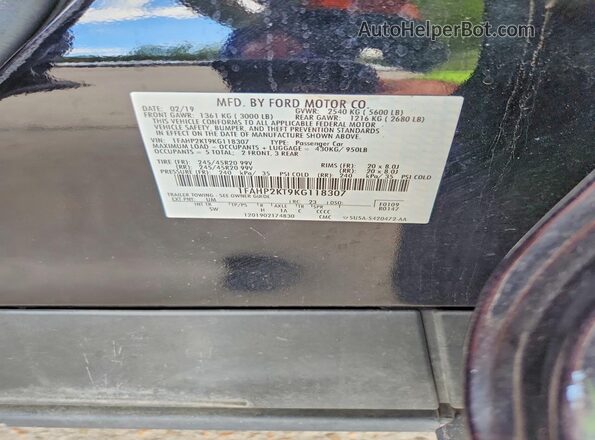 1FAHP2KT9KG118307 2019 FORD TAURUS Black 