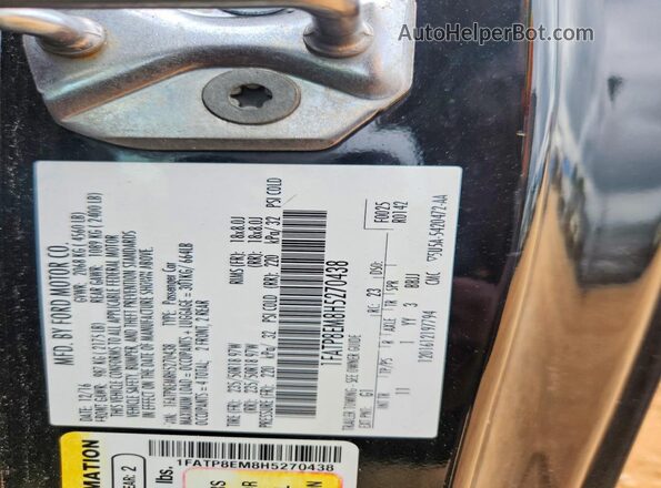 1FATP8EM8H5270438 2017 FORD MUSTANG Черный Вид подкапотного пространства
